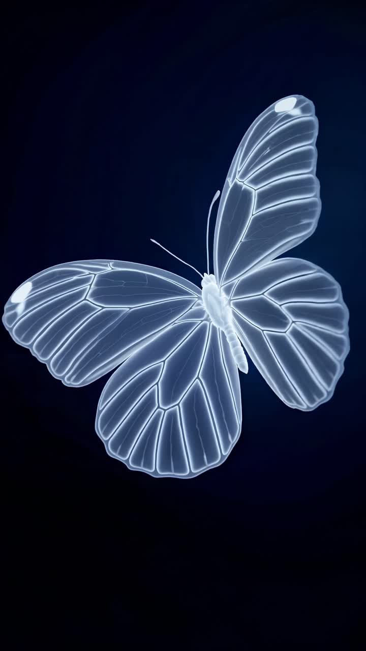 A digital X-ray style image of a butterfly on a black background, captured from a side angle