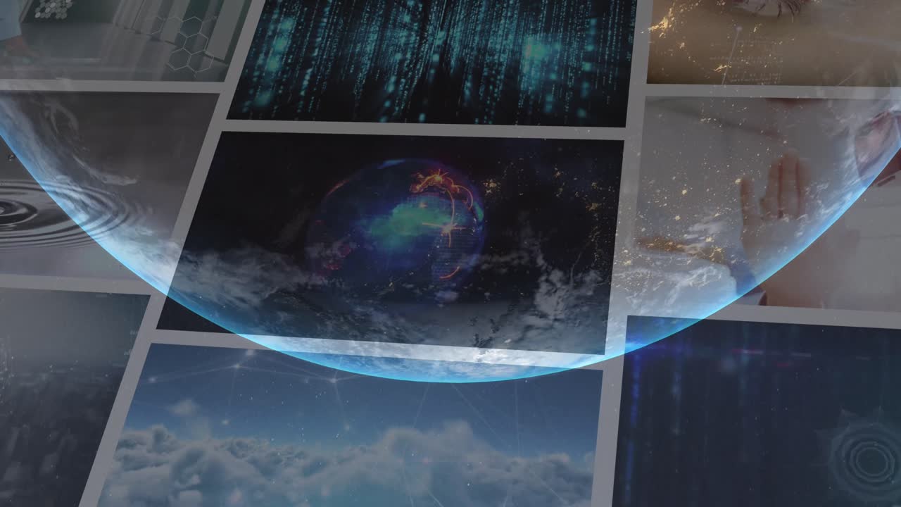 animación del globo sobre varios videos diferentes