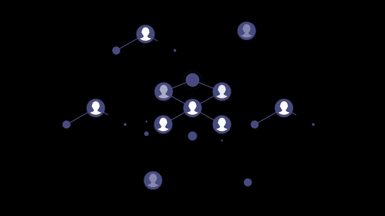 Network growing loop. Social Network animation for use in presentations, manuals, design, etc