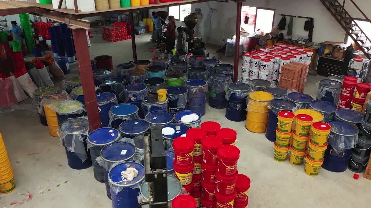 many full fill lubricant oil barrel is visible, industry 5.0