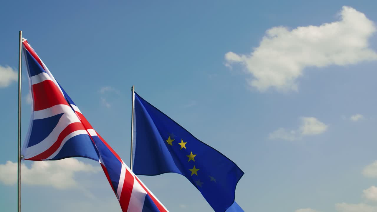 Video of British Flag and European Union flag