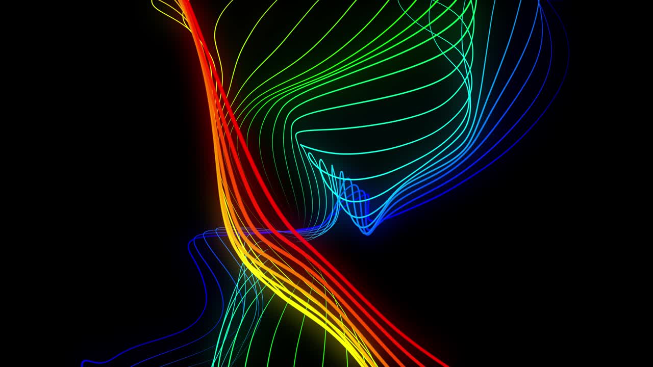 movimiento abstracto en bucle líneas onduladas multicolores textura en fondo negro