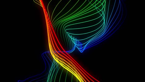 movimiento abstracto en bucle líneas onduladas multicolores textura en fondo negro