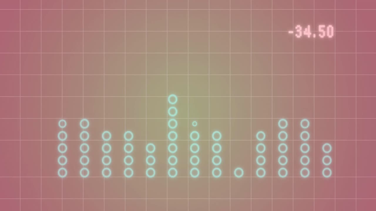 분홍색 배경에 대한 그리드 네트워크를 통해 통계 데이터 처리의 애니메이션