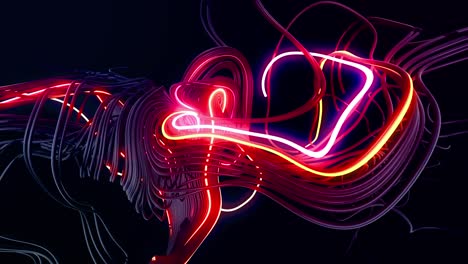 4k abstract looped bg. multicolor flash of curved lines. concept of computing neural network, artificial intelligence, ai. neon lights like garland or lightnings. luma matte as alpha channel