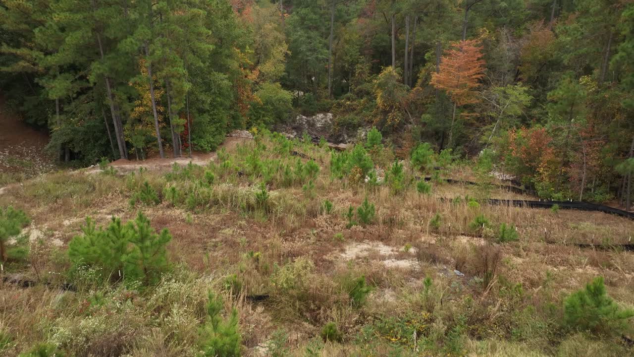 toma de un dron de un arroyo desde la distancia