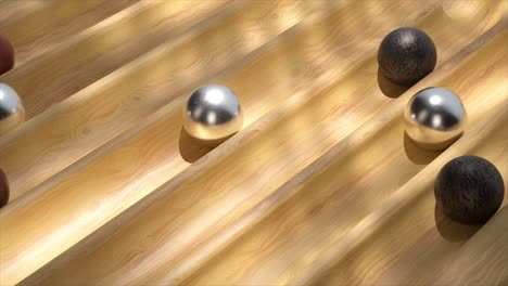 wooden channels with balls