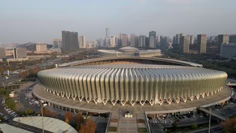 aerial photography of modern architectural landscape of jinan, shandong