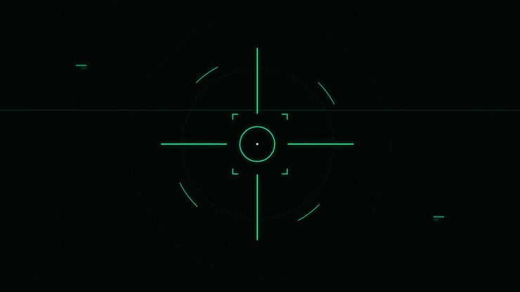 Digital Green Target Reticle Overlay on Black Background