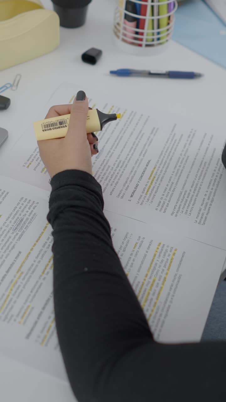 Hand Highlighting Text on Documents