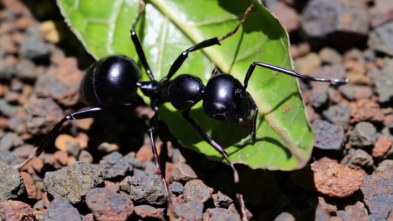 Black Ant on a Leaf