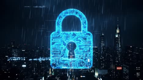 cybersecurity in the city at night