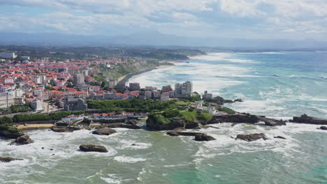 port vieux fishing harbour district biarritz aerial shot rocher de la vierge