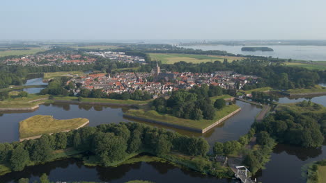 beautiful aerial of the fortress town naarden in the netherlands