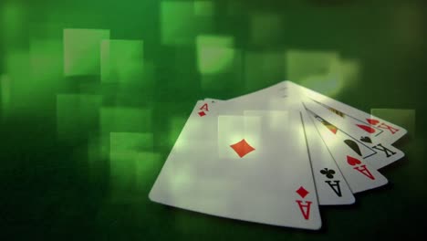 five cards falling on the ground