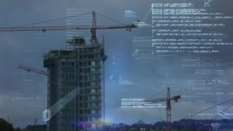 animation of data processing over construction site