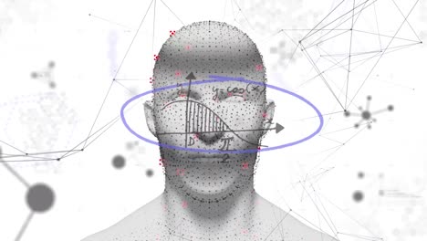 animación de cabezas y formas digitales sobre fondo blanco