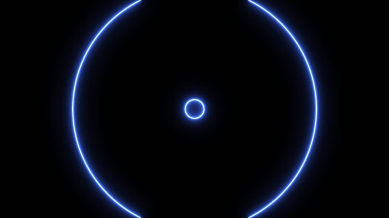 ciclo de efecto de superposición de ondas de energía de luz de círculo de neón azul