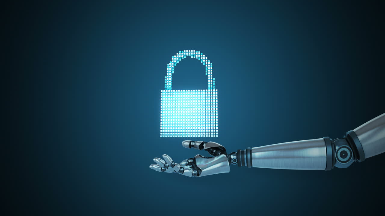 mano robótica que presenta la seguridad de datos en la nube digital