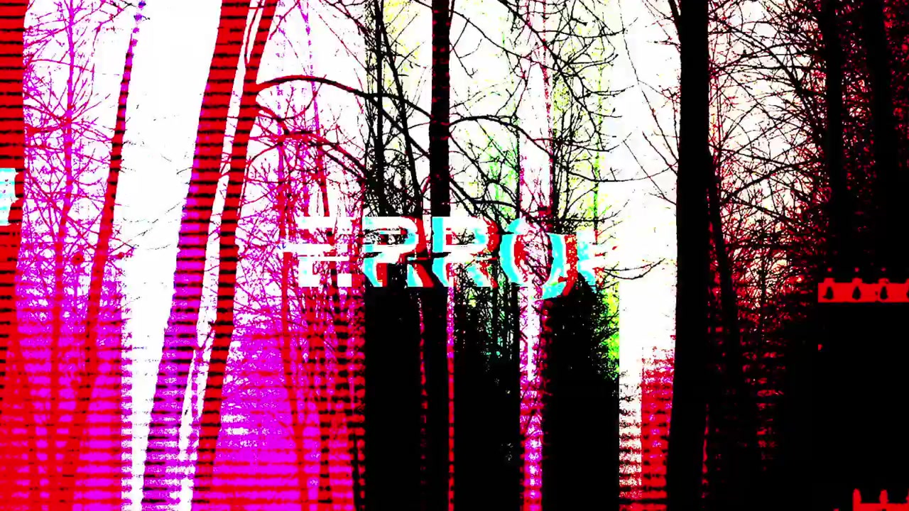 Animação de Arte Glitch com Texto de Erro sobre Fundo de Floresta