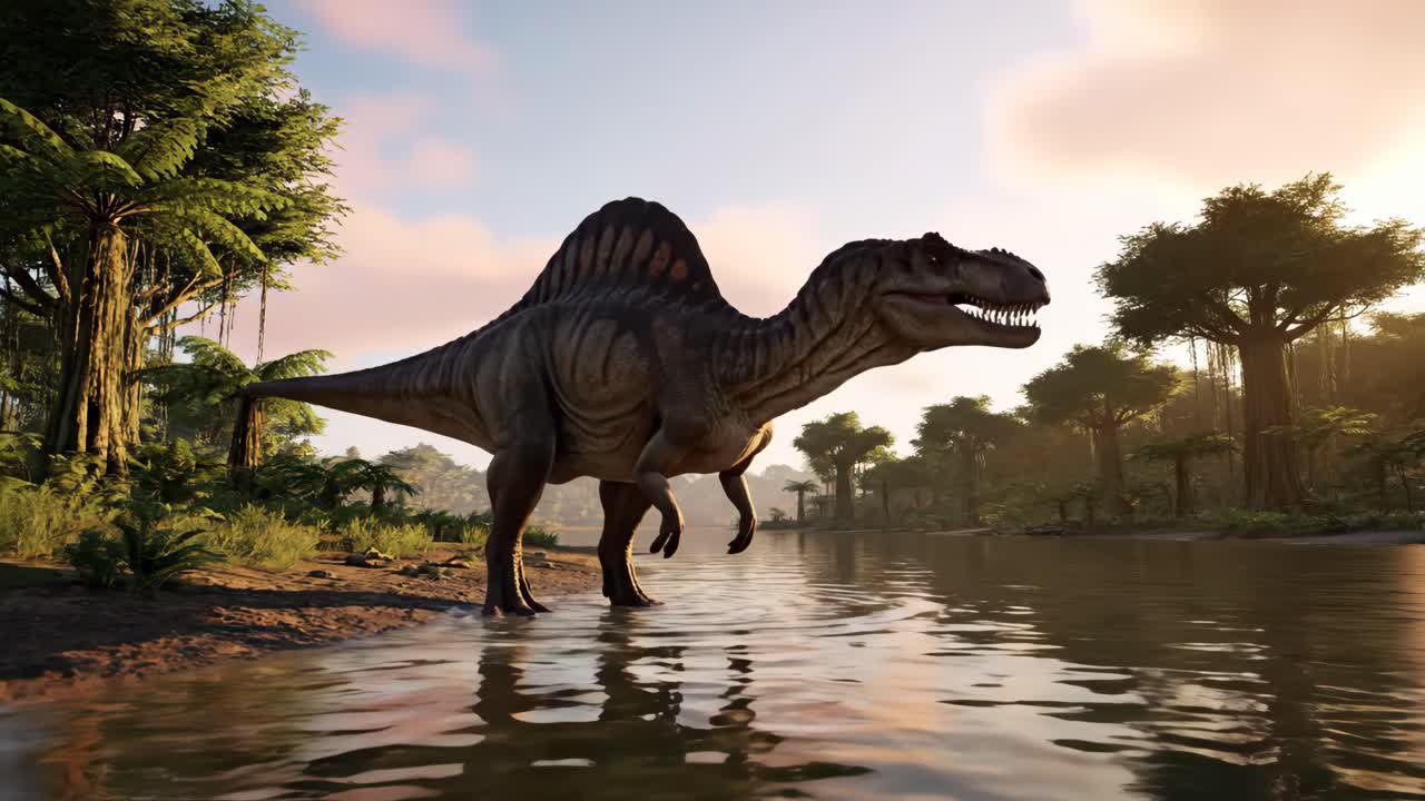 Spinosaurus in a Lush Prehistoric Environment