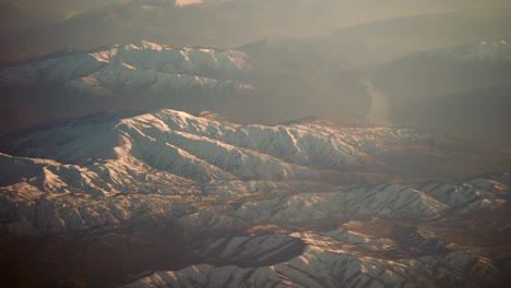 snowy mountain ranges from above