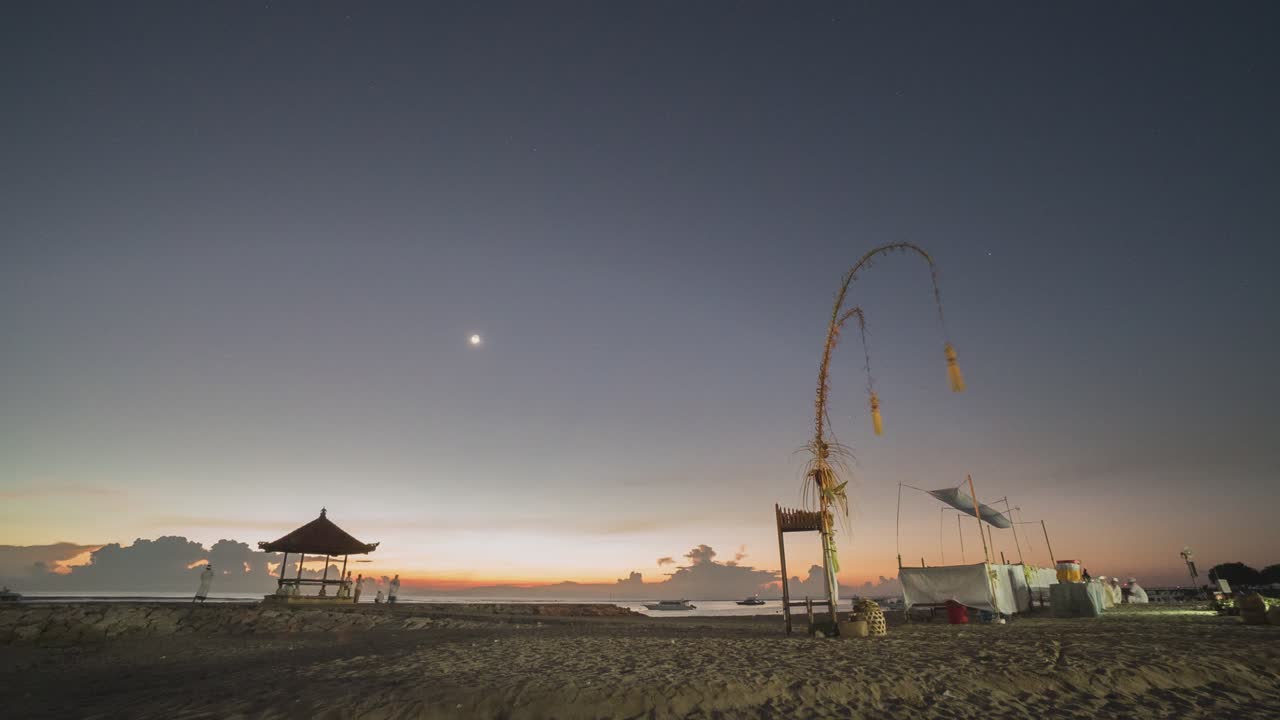 Sunrise Ceremony at a Balinese Beach Temple