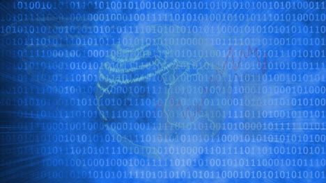 animación de codificación binaria y procesamiento de datos en todo el mundo