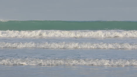 a powerful wave breaks at the eastern coastline in castle point beach, new zealand