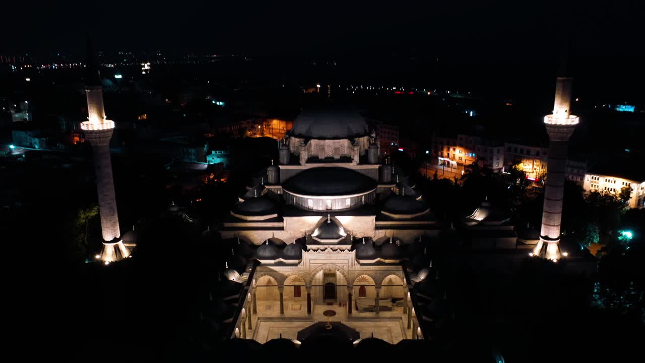 이스탄불의 바예지드 모스크의 야간 풍경, 터키에서 4k 영상