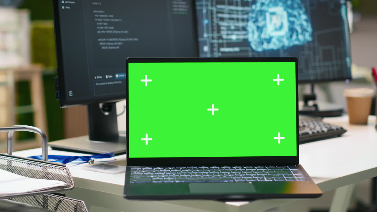 Chroma Key Notebook In Ai Industry Startup Workspace