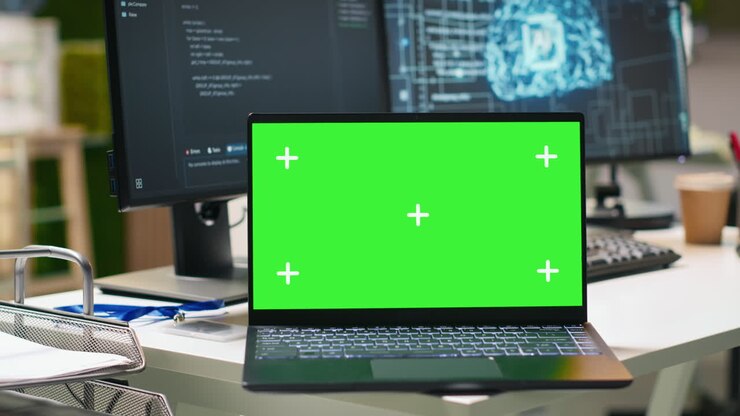 Chroma Key-notebook i et startup-arbejdsområde inden for AI-industrien.