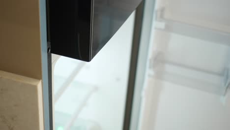 close up of a modern refrigerator corner