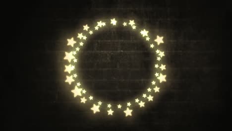 Glowing-circle-of-fairy-lights-on-black-background