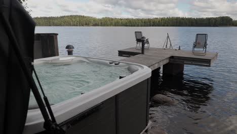 hot tub finnish lakeside relax