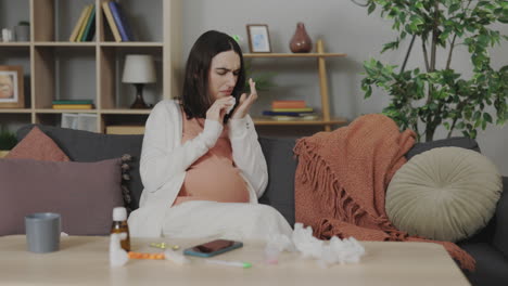 pregnant woman suffering from illness