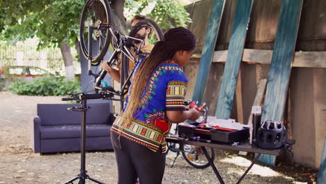 couple with specialized tools for bike