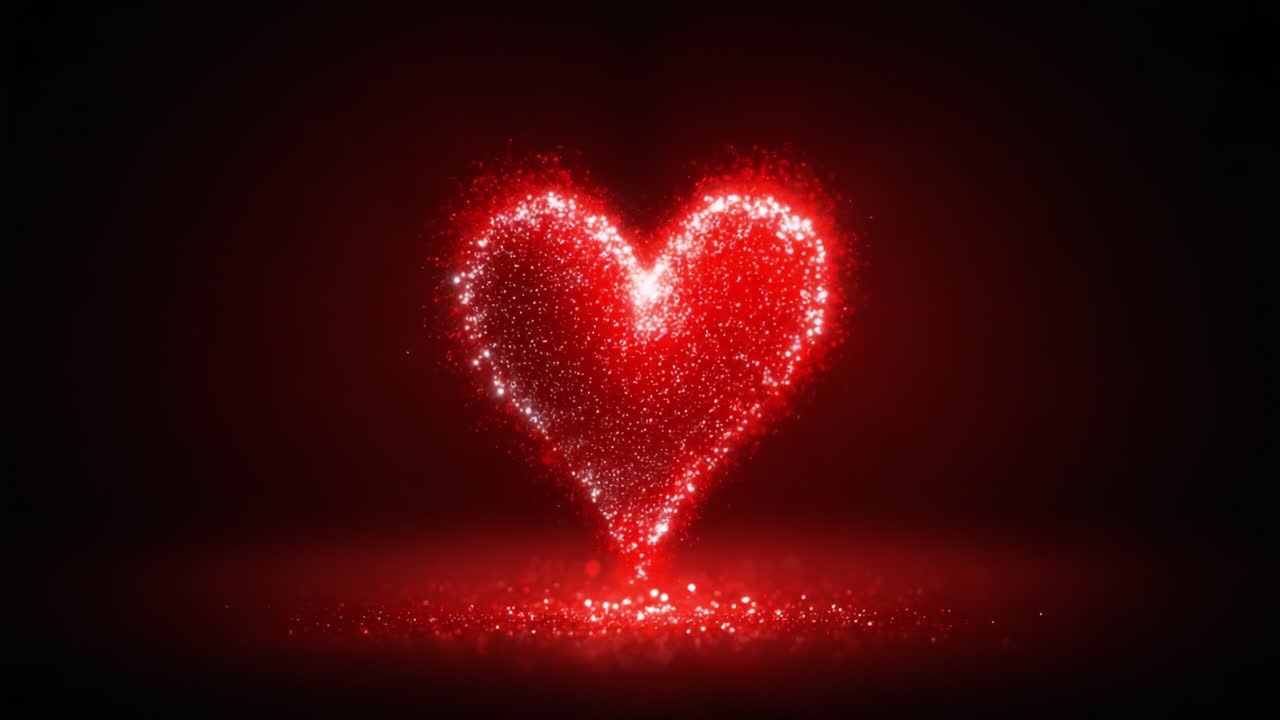 A mesmerizing representation of love, captured in the form of a sparkling red heart, surrounded by a captivating dark ambiance, evoking deep emotions and connections