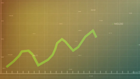 animación del gráfico con números cambiantes sobre el patrón de cuadrícula contra el fondo de gradiente