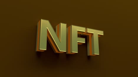 concepto de moneda de arte criptográfico nft. token no fungible con luz parpadeante en fondo abstracto de oro oscuro. bucle de renderización 3d sin costuras.