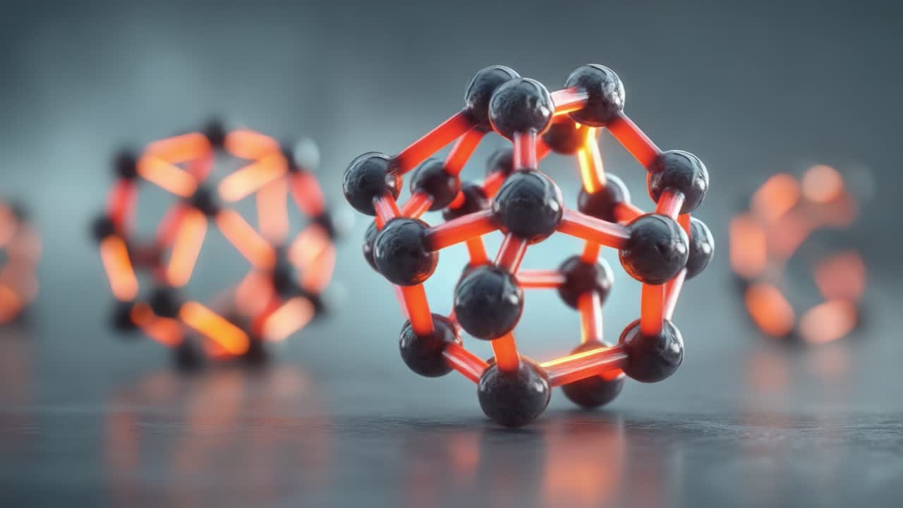 A Stunning Display of Stylized Molecular Structures with Glowing Elements, Capturing the Intricacies of Chemistry in an Artistic Visualization