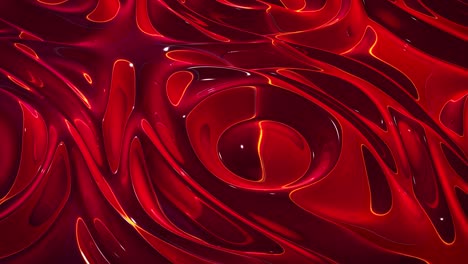 looped abstract fluid background. beautiful wavy glass surface of red liquid with pattern, gradient color and flow waves on it. creative bright bg with soft smooth animation.