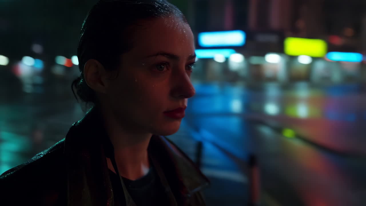 A Pensive Photographer on a Rainy City Night