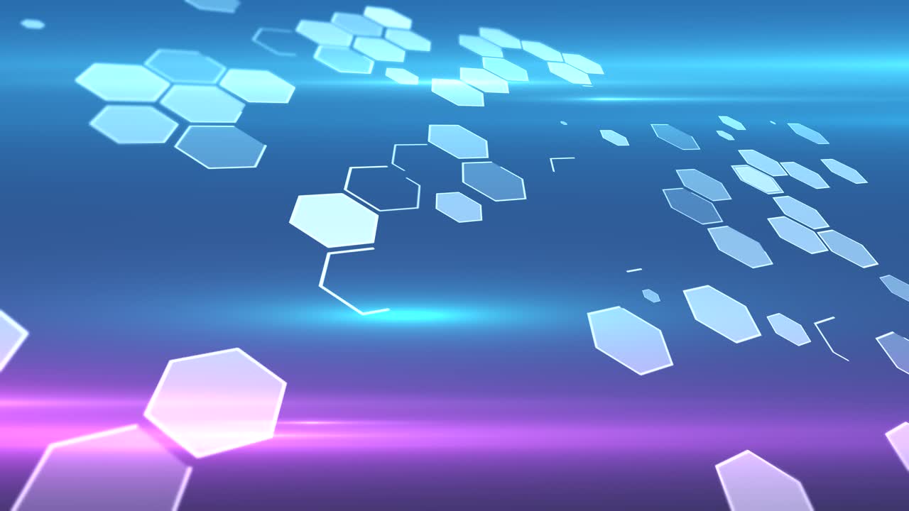 다채로운 배경에 무작위적인 육각형 배열 패턴