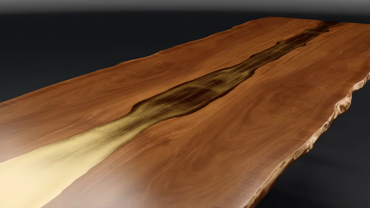 Live Edge Wood and Gold Resin River Table