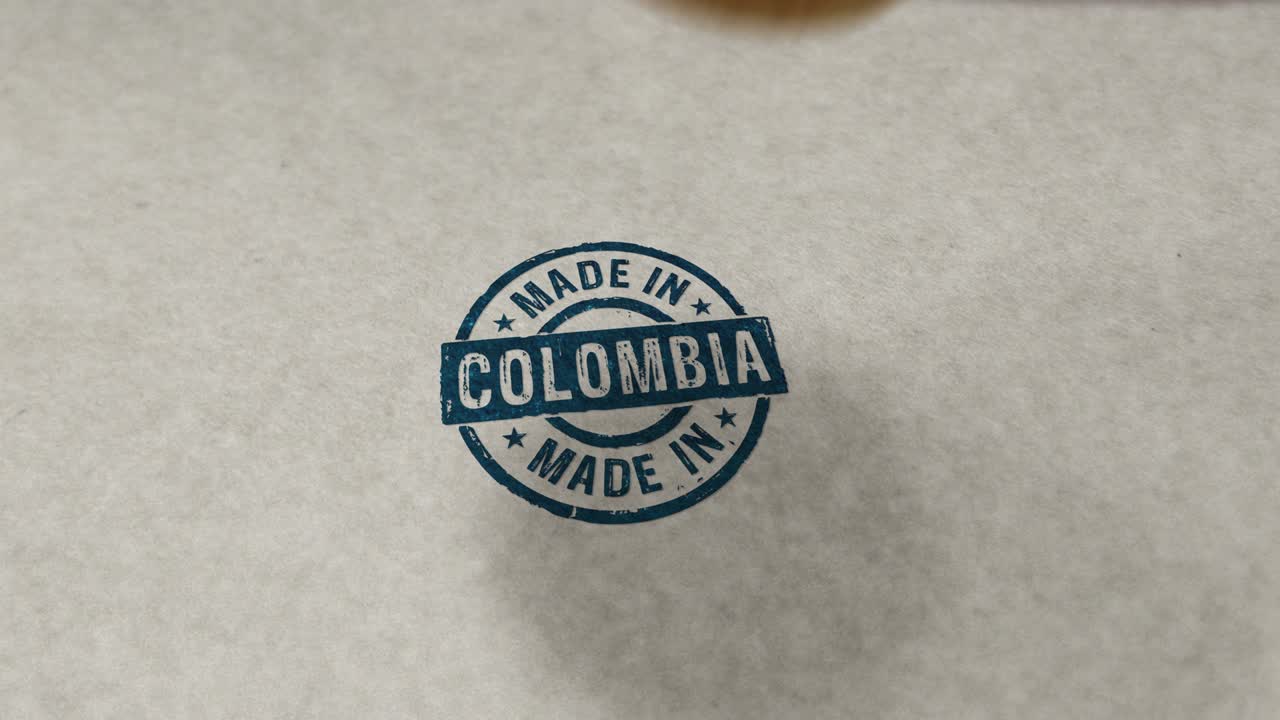 Made in Colombia stamp and stamping loop animation