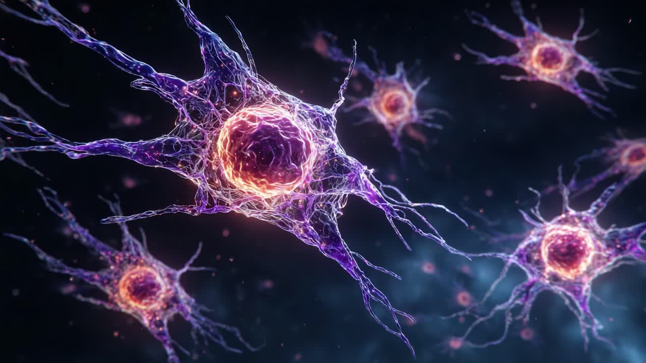 A Close-Up Exploration of Neural Cells: Intricate Structures and Connections in the Nervous System, Highlighting the Beauty and Complexity of Neurons
