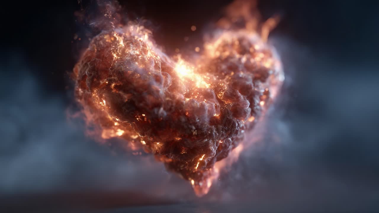 A Captivating Visual of a Fiery Heart: Exploring the Aesthetic Beauty of Burning Passion and Emotion in Captivating Digital Art Renderings