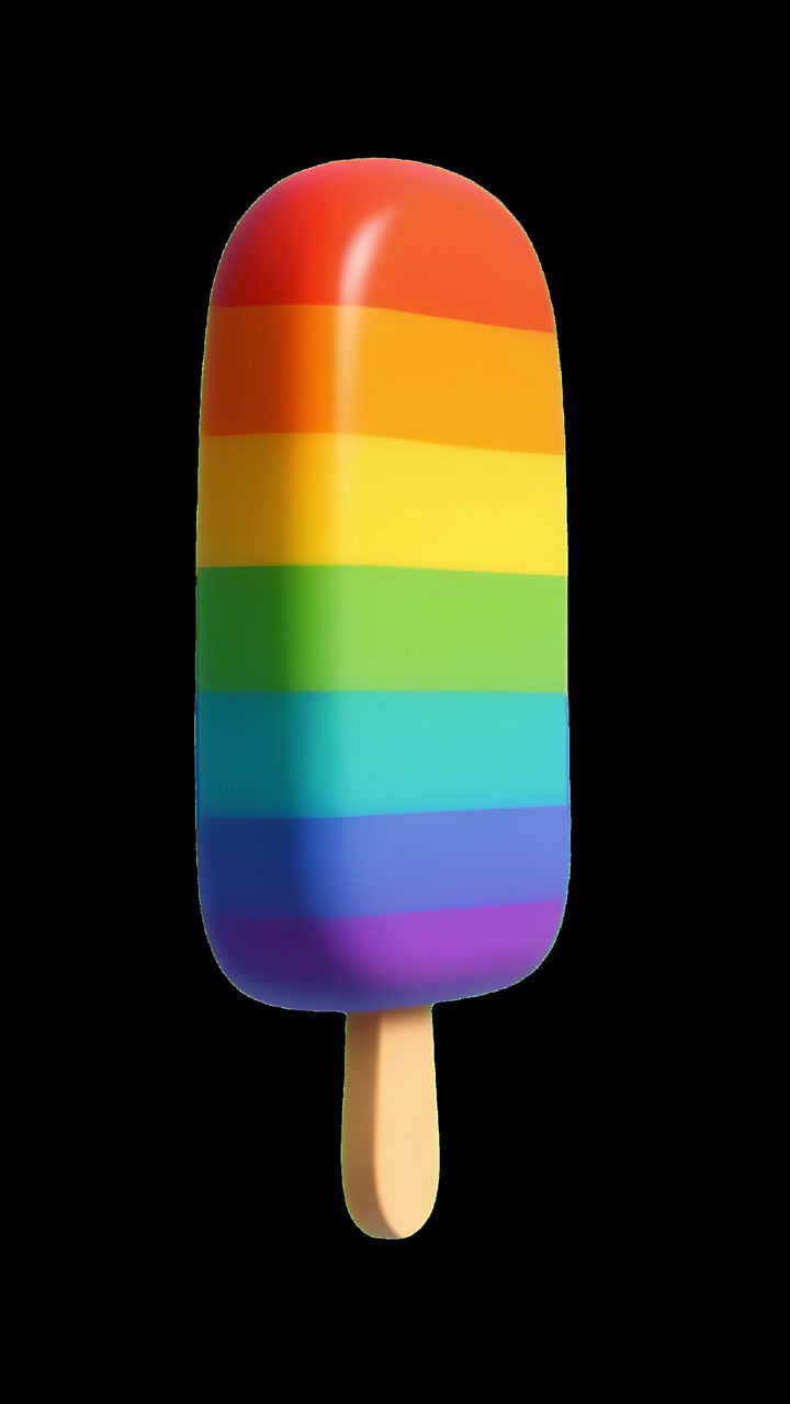 Ghiacciolo arcobaleno animato su sfondo nero