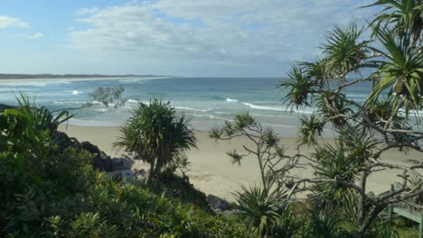 ocean waves and beach in cabarita, new south wales, australia - panning shot